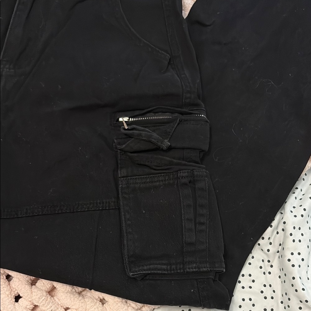 Black Cargo Pants with Pockets - Picture 2 of 3